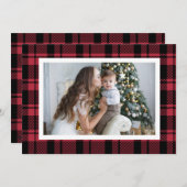 赤バッファロープレイドクリスマスフォト シーズンカード (正面/裏面)