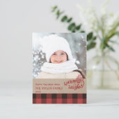 赤バッファロープレイドクリスマスフォト シーズンポストカード (スタンド正面)