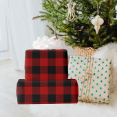 赤バッファロープレイドクリスマス ラッピングペーパー