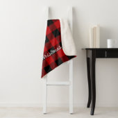 赤バッファロープレイドスタッグヘッドファミリーネームクリスマス シェルパブランケット (インサイチュ)