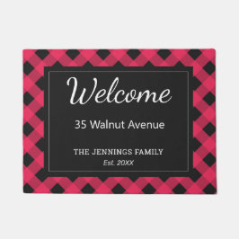 赤バッファロープレイドチェパターン（の模様が）あるッパーソナライズされたク ドアマット