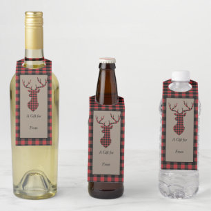 赤バッファロープレイドディアヘッド ボトルネックタグ