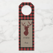 赤バッファロープレイドディアヘッド ボトルネックタグ (正面)