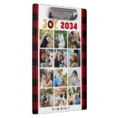 赤バッファロープレイドドッグオーバーカスタムバー写真コラージュ クリップボード (右)