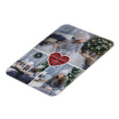 赤バッファロープレイドハート雪の写真メリークリスマス マグネット (左側)