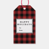 赤バッファロープレイドパターンクリスマス名 ギフトタグ (正面)