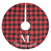 赤バッファロープレイドファミリーモノグラム ブラッシュドポリエステルツリースカート (正面)