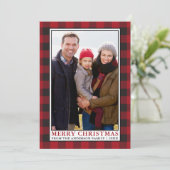 赤バッファロープレイドファミリー額写真クリスマス シーズンカード (スタンド正面)