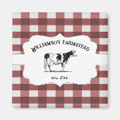 赤バッファロープレイドファームカウマグネット マグネット (正面)