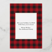 赤バッファロープレイドフォトメリークリスマス金ゴールド 箔シーズンカード (裏面)