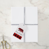 赤バッファロープレイドベア&メリークリスマス ギフトタグ (より糸付き)