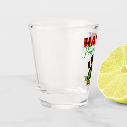 赤バッファロープレイドポープリントクリスマス ショットグラス (左)