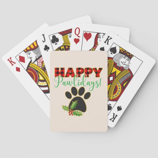 赤バッファロープレイドポープリントクリスマス トランプ (裏面)