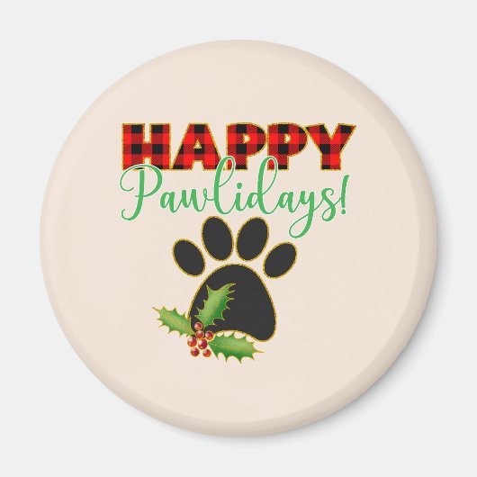 赤バッファロープレイドポープリントクリスマス マグネット (正面)