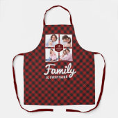 赤バッファロープレイドランバージャックファミリーフォトコラージュ エプロン (正面)