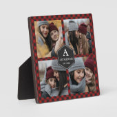 赤バッファロープレイドランバージャックファミリーフォトコラージュ フォトプラーク (正面)