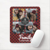 赤バッファロープレイドランバージャックファミリーフォトコラージュ マウスパッド (マウス)