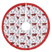 赤バッファロープレイドロングホーン型 ブラッシュドポリエステルツリースカート (正面)