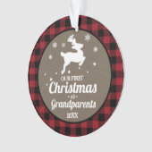 赤バッファロープレイド祖父母1stクリスマス オーナメント (正面)