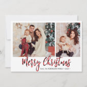 赤バッファロープレイド2フォトコラージクリスマス シーズンカード (正面)