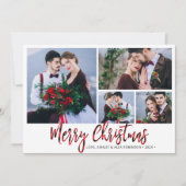 赤バッファロープレイド4写真コラージクリスマス シーズンカード (正面)