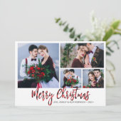 赤バッファロープレイド4写真コラージクリスマス シーズンカード (スタンド正面)