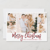 赤バッファロープレイド5写真コラージクリスマス シーズンカード (正面)