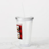 赤バッファロープレイド&コラージュの写真とイニシャル アクリルタンブラー (左)