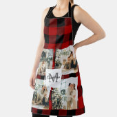 赤バッファロープレイド&コラージュの写真とイニシャル エプロン (インサイチュ)