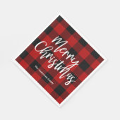 赤バッファロープレイド&メリークリスマス|個人名 スタンダードランチョンナプキン (角)