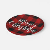 赤バッファロープレイド&メリークリスマス|個人名 ペーパープレート (アングル)