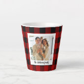 赤バッファロープレイド&個人名と写真 カフェラテマグ (正面)