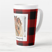 赤バッファロープレイド&個人名と写真 カフェラテマグ (右アングル)