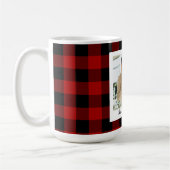 赤バッファロープレイド&個人名と写真 コーヒーマグカップ (左)