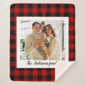 赤バッファロープレイド&個人名と写真 シェルパブランケット (正面)