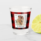 赤バッファロープレイド&個人名と写真 ショットグラス (正面)