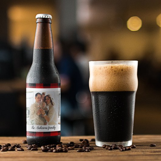 赤バッファロープレイド&個人名と写真 ビールラベル