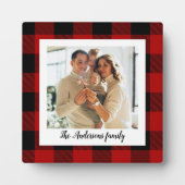 赤バッファロープレイド&個人名と写真 フォトプラーク (正面)