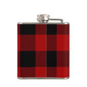 赤バッファロープレイド&個人名と写真 フラスク (裏面)