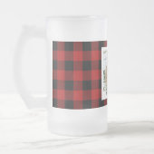 赤バッファロープレイド&個人名と写真 フロストグラスビールジョッキ (左)