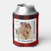 赤バッファロープレイド&個人名と写真 缶クーラー (缶正面)