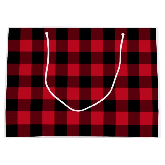 赤バッファロープレイド、赤フランネル ラージペーパーバッグ (正面)