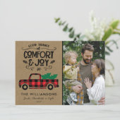 赤バッファロー格子状トラック写真クリスマスカード (スタンド正面)