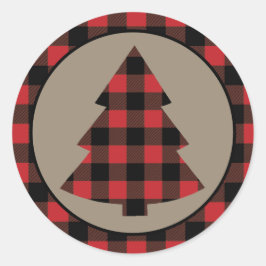 赤バッファロー縁どプライドクリスマスツリー ラウンドシール