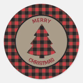 赤バッファロー縁どプライドクリスマスツリー ラウンドシール