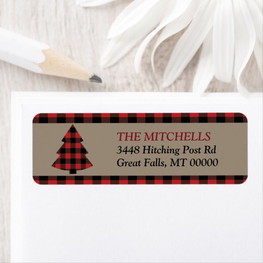 赤バッファロー縁どプライドクリスマスツリー ラベル (インサイチュ)