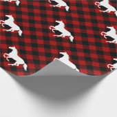 赤バッファロー・プレイドの馬 ラッピングペーパー (角)