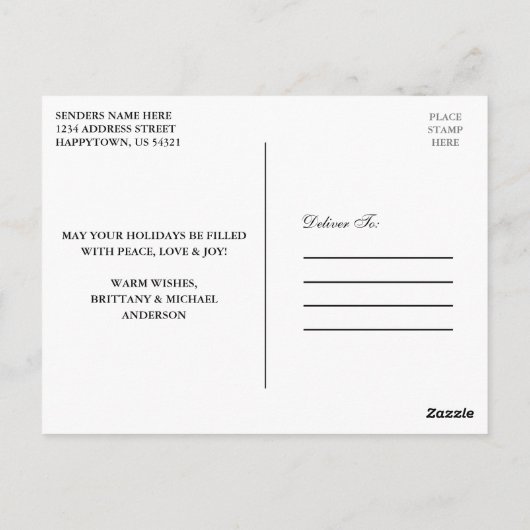 赤バッファロー・プレイド・メリー・ク結婚リスマスの写真 ポストカード (裏面)