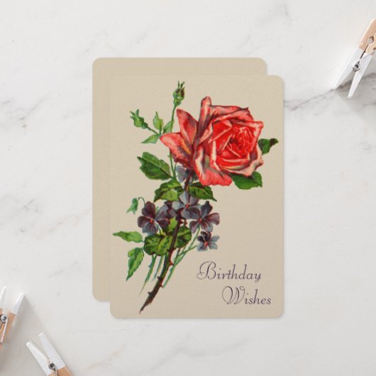 赤バラとスミレ カード (正面/裏面インサイチュ)