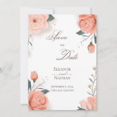 赤バラと夏の春日付を保存 招待状 (正面)